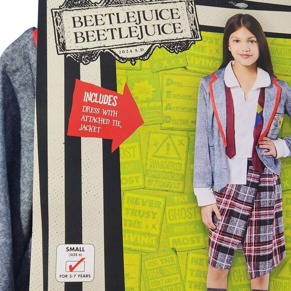 Beetlejuice Astrid School Uniform Child Halloween Costume Girls Size Small 6 NEW - Picture 3 of 5